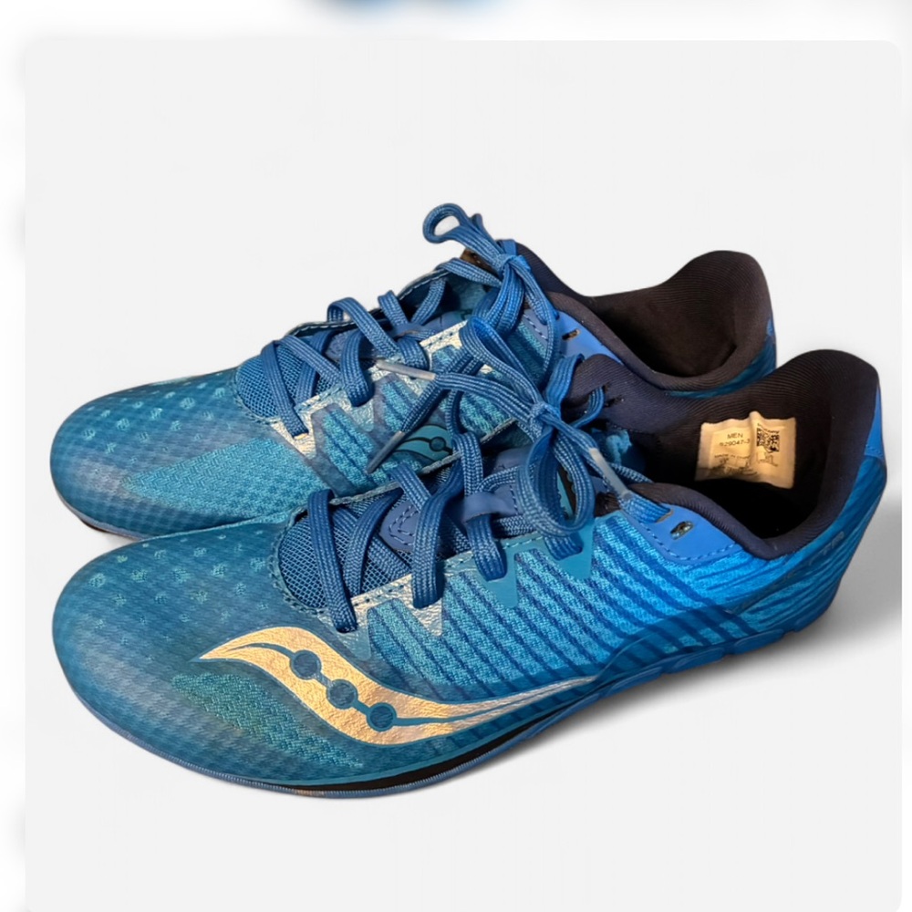 Saucony Vendetta Racing Shoes US 7.5 Cleats Blue And Silver